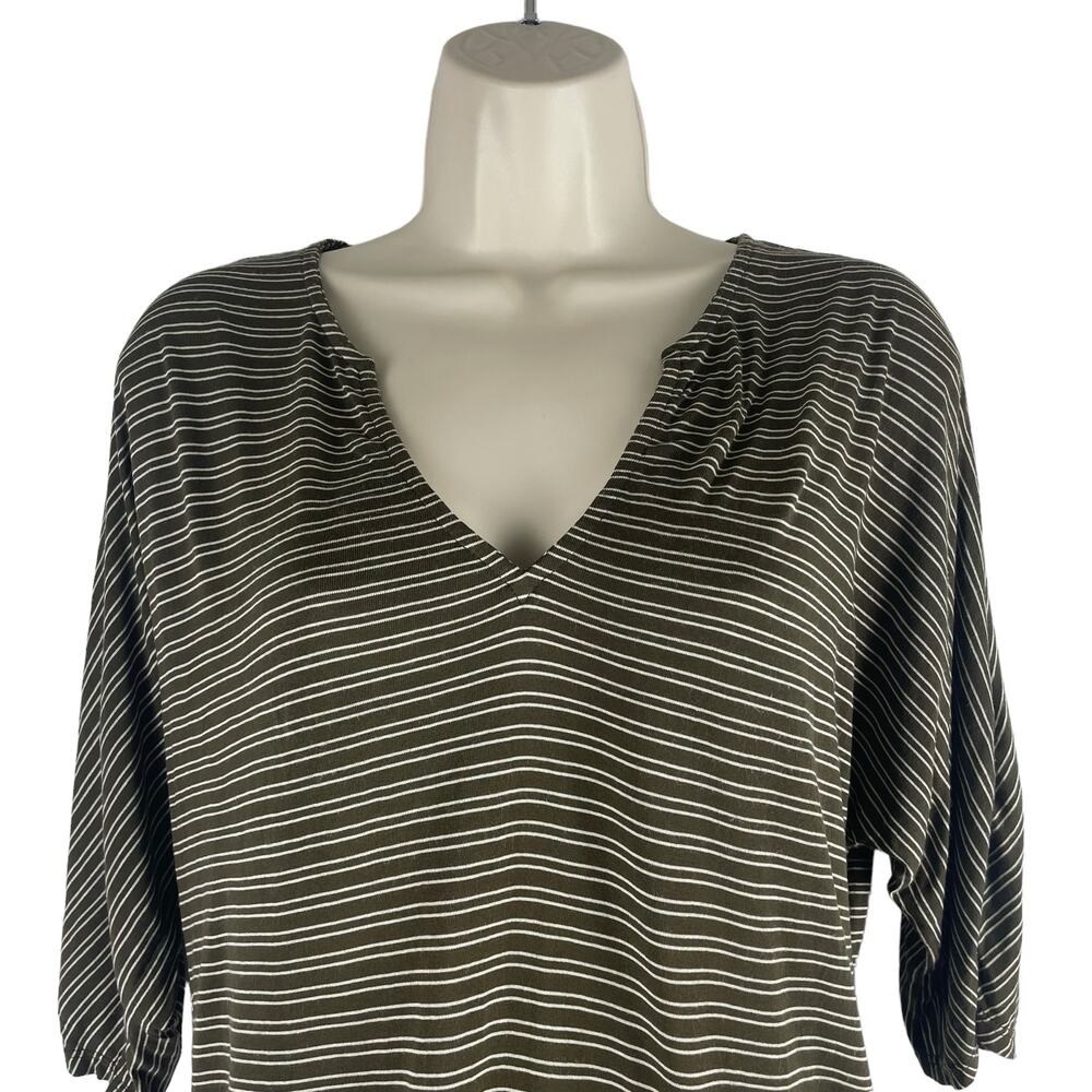 Soft Joie 3/4 Dolman Sleeves V Neck Striped Casual Top Green Size XS - Picture 3 of 8